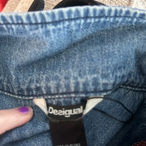 Desigual Blue Denim Fabric Poncho Shirt, U - Picture 11 of 12